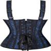 ADELCE Women's Lace up Gothic Jacquard Shoulder Straps Tank Overbust Shaper Corset Bustiers Top Blue L view 2