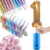 Electric Magic Balloon Pump, Electric Air Inflator Party Air Blower Pump with 1 Nozzle 1 Balloon Cutter and 10 Pcs Long Balloons,Great for Twisty Curly Balloon, Foil Balloons (Blue) view 1