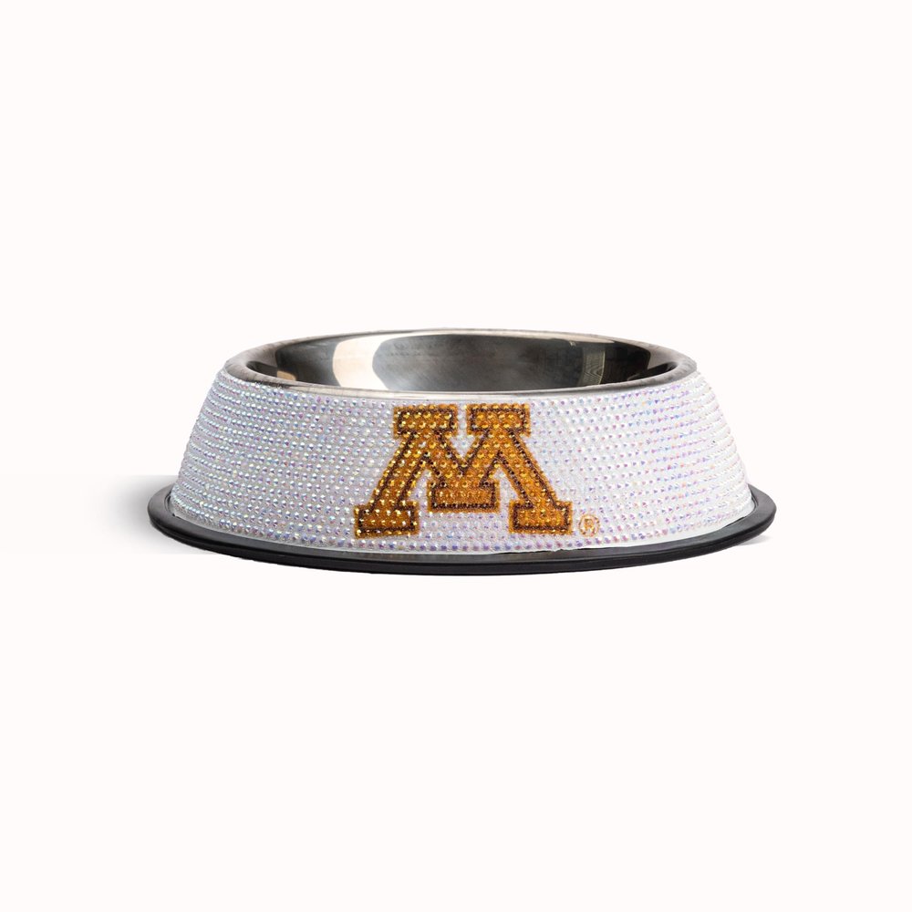 The Memory Company | Licensed NCAA Bling Team Logo Stainless Pet Bowl,University of Minnesota
