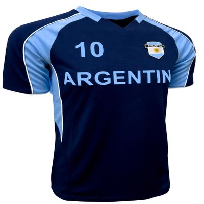 Men's Argentina Short Sleeve Shirt, Adult Sizes Argentina Game Day Soccer Jersey T-Shirt (AM) Blue