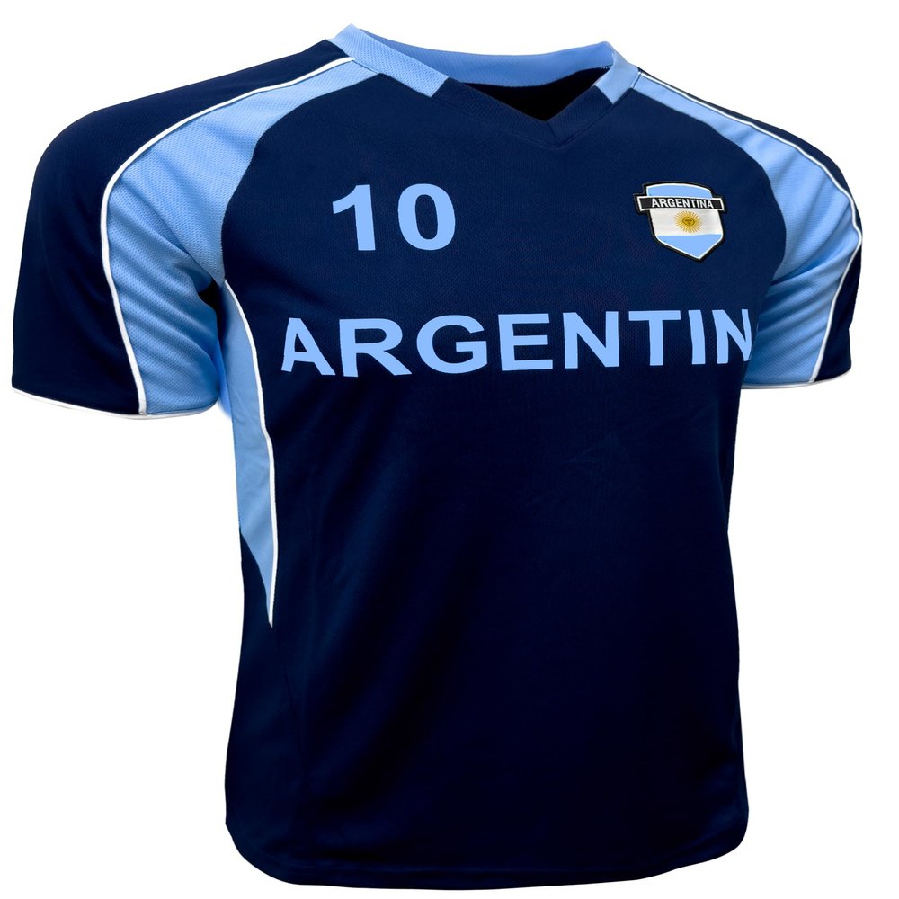 Men's Argentina Short Sleeve Shirt, Adult Sizes Argentina Game Day Soccer Jersey T-Shirt (AM) Blue
