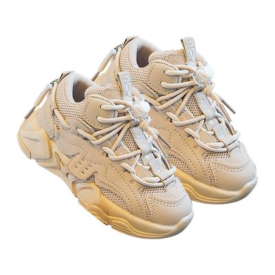 NineFit Basics Boys' Athletic Shoes Boys Girls Sneakers Mesh Sports Shoes Breathable Lightweight Running Shoes (Khaki, 12 Little Child)