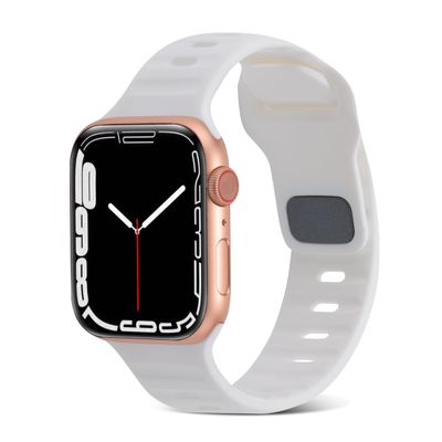 YOUULAR Square Buckle Horizontal Stripe Silicone Strap for Apple Watch Bands 38/40/41MM, Quick Release Replacement Wristband Band Watch Accessory for Apple Watch Series 7/1/2/3/4/5, White