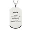Yume Lumi Writer Gifts. Unique Funny Gifts. Writer because Classy Assy is not an Official Job Title Silver Dog Tag for Coworker Colleague Boss Friends view 1