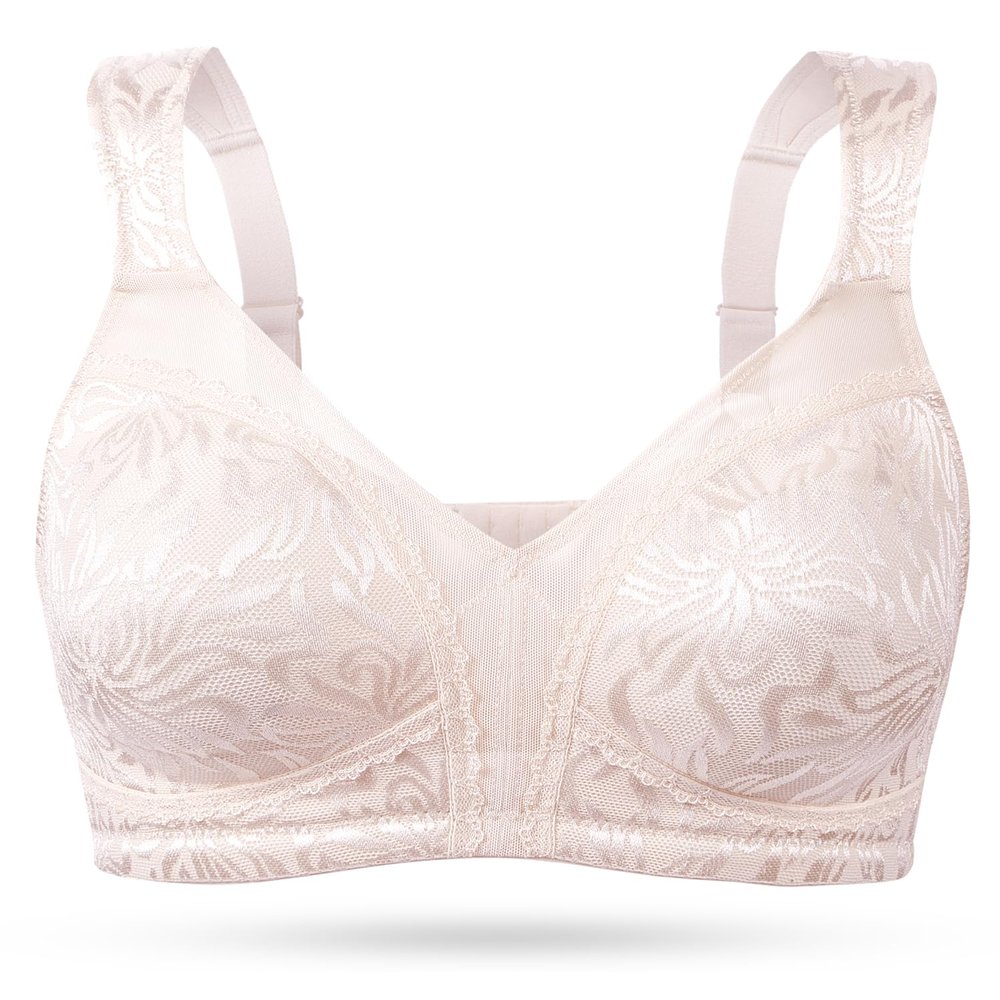 Wingslove Women's Full Coverage Non Padded Comfort Minimizer Wire-Free Bra Plus Size(Sandshell Pink,46C)