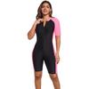 Cokarsely Women's One-Piece Surf Swim Wet Suit Short Sleeve Rashguard Pink Black X-Large view 4