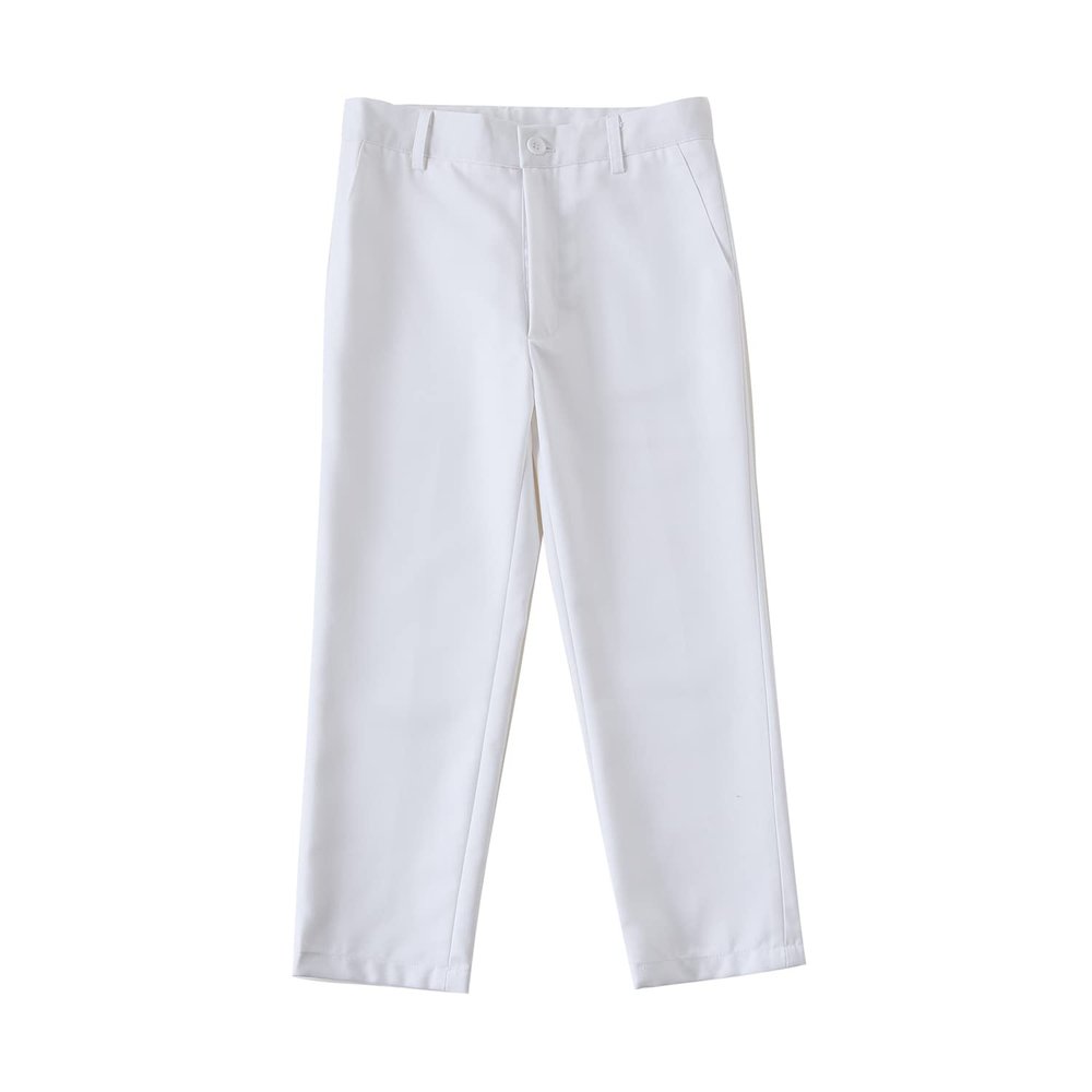 Boys' White Dress Pants for Boys Flat Front Slacks Slim Fit Dress Pants Size 16 Kids Teens Big Boys School Easter Outfit