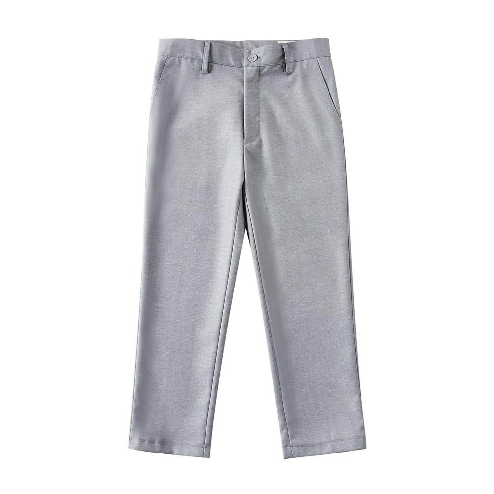 SHINFAN Boys' Pants for Kids Toddler Light Grey Dress Pants Flat Front Suit Pants for Boys Slacks Size 8