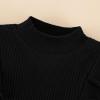 Weixinbuy 18-24 Months Girl Clothes Fall Outfit Baby Girl Long Sleeve Ribbed T-Shirt Knitted Sweater Tops Plaid Mini Skirt Set Black 1t 2t view 4