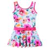 Girls Swimsuit One Piece UPF 50+ Floral Skirted Bathing Suit Modest Beach Swim Dress S458_HotPinkFlower_92/98 view 1