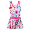 Girls Swimsuit One Piece UPF 50+ Floral Skirted Bathing Suit Modest Beach Swim Dress S458_HotPinkFlower_92/98 view 2