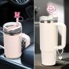 Buvizas 6PCS Compatible With Stanley Cup Accessories - 4PCS 0.4"/10MM Straw Cover Cap and 2PCS Pearl Letter Charms for 30&40 Oz Cups, Straw Toppers (Pearl R) view 4