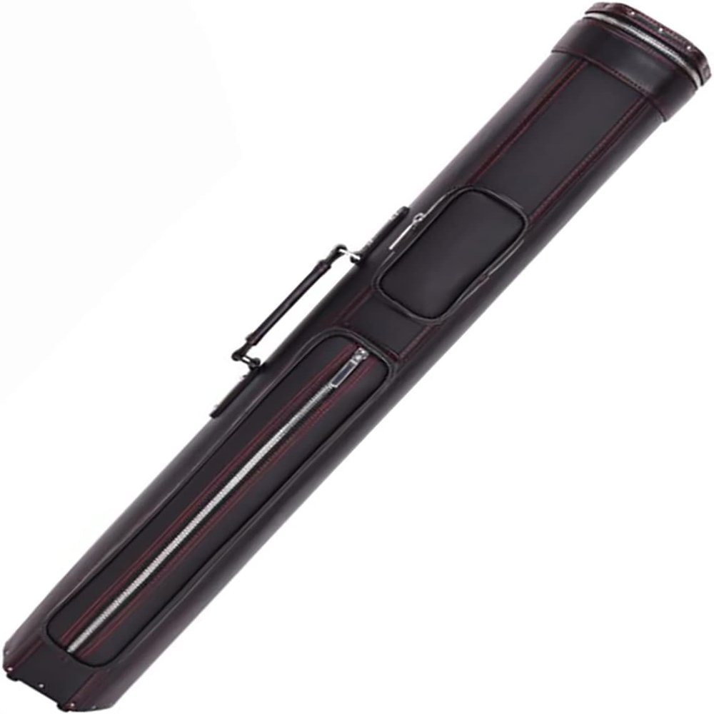 OPTEALMN Pool Cue Case 2 x 4 Billiard Cue Storage Carrying Bag,Portable PU Leather Billiard Cue Bag,Billiard Cue Tube Carrying Case,1/2 Billiard Cue Bag-Black||87cm