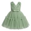 IBTOM CASTLE Flower Girls Dresses for Wedding: Toddler Sleeveless V Neck Princess Ruffle Tulle Tutu Dress Formal Pageant Fairy First Birthday Party Dress Dance Ball Gown Sage Green 4-5 Years view 1