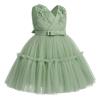 IBTOM CASTLE Flower Girls Dresses for Wedding: Toddler Sleeveless V Neck Princess Ruffle Tulle Tutu Dress Formal Pageant Fairy First Birthday Party Dress Dance Ball Gown Sage Green 4-5 Years view 3