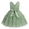 IBTOM CASTLE Flower Girls Dresses for Wedding: Toddler Sleeveless V Neck Princess Ruffle Tulle Tutu Dress Formal Pageant Fairy First Birthday Party Dress Dance Ball Gown Sage Green 4-5 Years view 4