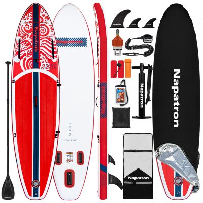 Napatron Inflatable Paddle Board, 10'6" Ultra Lightweight SUP with Adjustable Paddle, Anti-Slip Deck,Coiled Leash & Carry Bag,Stable All-Around Stand Up Paddle Board for Adults
