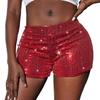 Women's Sequins Shorts Elastic Waist Sparkly Straight Leg Shorts Glitter Party Shorts Hot Pants Party Red view 1