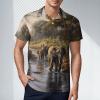 African Elephant Men's Polo Shirt Casual Short Sleeve T-Shirt Sports Golf Shirt for Work Fishing XL view 2