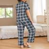 Ekouaer Women Pajamas Set Button Down Sleepwear Short Sleeve Nightwear with Long Pants Soft Pjs Set S-XXL Black Plaid S view 4