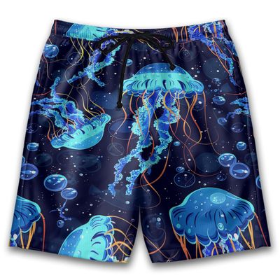 Sea Jellyfish Mens Swim Trunks - Aquarium Hawaiian Mens Shorts - Summer Drawstring Beachwear Shorts Series 80 Size 3XL