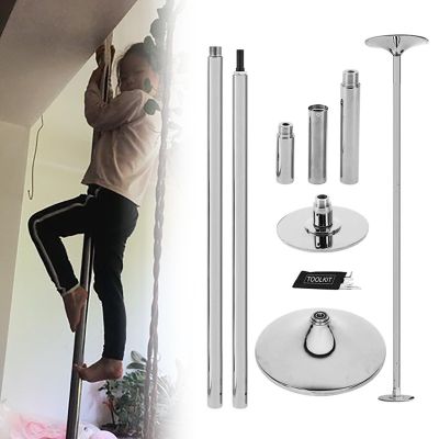 Portable Dance Pole Home Fitnes Silver Dance Pole Spinning Static, Portable Removable 45mm Dancing Pole for Women Kids Man Dance Fitness, Freestanding Dancing Pole for Home Apartment(Size:Height 10.4~