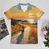 Motorcycle Rider Paintings Men's Polo Shirt Casual Short Sleeve T-Shirt Sports Golf Shirt for Work Fishing S view 3