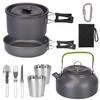 Generic 12PCS/Set Portable Camping Cookware Mess Kit, Lightweight Aluminum Pot Pans Kit with 2 Cups, Fork Spoon Kits for Outdoor Backpacking Hiking Picnic Equipment, Grey view 2