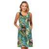 ALAZA Blossom Floral Sloth Blue Women Summer Dresses Casual Sleeveless Sundress with Pockets Tank Dress XXL view 3