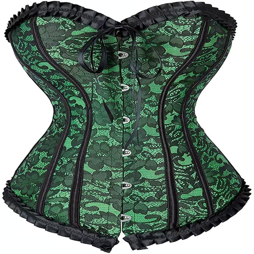 ADELCE Women's Lace Up Renaissance Corset Bustier Plus Size Lingerie Bodyshaper Top Green 7XL
