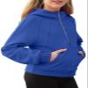 Doshoop Girls Half Ziper Collar Cropped Hoodies Long Sleeve Fleece Zip Up Pullover Sweatshirts Royal Blue, 5-6 Years view 3