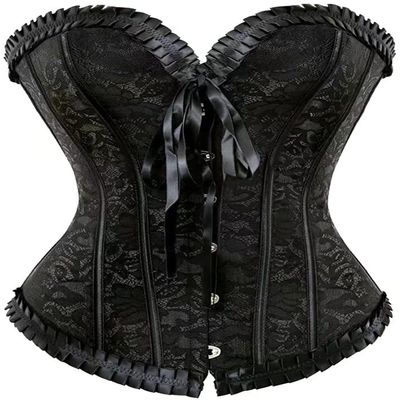 ADELCE Women's Lace Up Renaissance Corset Bustier Plus Size Lingerie Bodyshaper Top Black 5XL