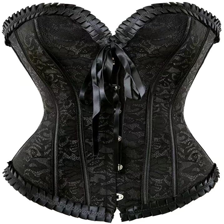 ADELCE Women's Lace Up Renaissance Corset Bustier Plus Size Lingerie Bodyshaper Top Black 5XL