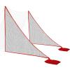 2PCS Red Golf Triangle Side Net with Two Sandbags+Golf Screen Bag+10pcs Grommet Ropes for Golf Hitting Nets Frame Simulator Impact Screen Sand bags Barrier Net (2 PCS, 7' X 7') view 1