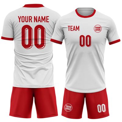 NineFit Basics Custom Poland Soccer Jersey Men Women Youth Kids, Personalized Athletic Shirts with Name Number Logo, White Soccer Shirt Set