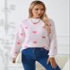 Allifewithu Women's Long Sleeve Mock Neck Sweaters Loose Casual Cute Heart Pullover Sweater White X-Large view 2
