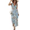 Eiffel Tower and Vintage Bicycle Flowers Sleeveless Dress for Women Trendy V Neck Maxi Tank Dress Sundress S view 1