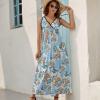Eiffel Tower and Vintage Bicycle Flowers Sleeveless Dress for Women Trendy V Neck Maxi Tank Dress Sundress S view 2