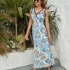 Eiffel Tower and Vintage Bicycle Flowers Sleeveless Dress for Women Trendy V Neck Maxi Tank Dress Sundress S view 3