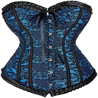 ADELCE Women's Lace Up Renaissance Corset Bustier Plus Size Lingerie Bodyshaper Top Blue M