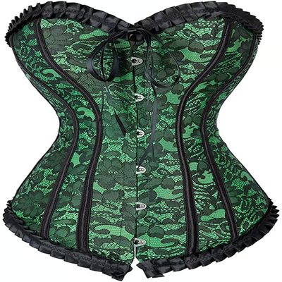 ADELCE Women's Lace Up Renaissance Corset Bustier Plus Size Lingerie Bodyshaper Top Green 3XL