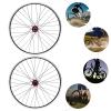 69.85cm/27.5Inch Mountain Bike Wheelset, Aluminum Alloy Rim Disc Brake Hub Mountain Bike Wheelset,Quick Release Front Rear Wheels Black Bike Wheelset Fit Cassette Bicycle Wheelset (Red Hub) view 3