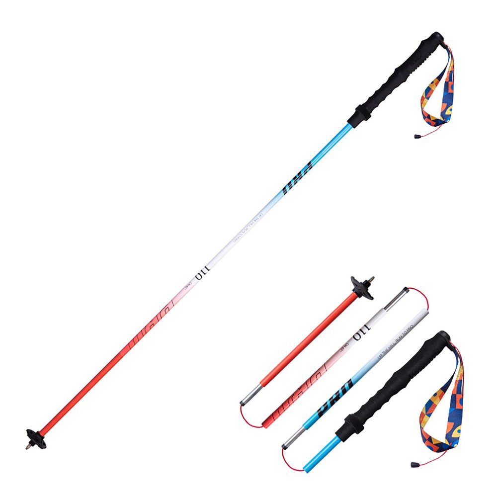 AONIJIE 2pcs New Folding Durable Trekking Pole, Lightweight Quick-Lock 7075 Aluminum Alloy Walking Pole for Cross-Country, (Blue red,110cm)