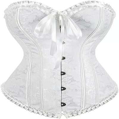 ADELCE Women's Lace Up Renaissance Corset Bustier Plus Size Lingerie Bodyshaper Top White 6XL