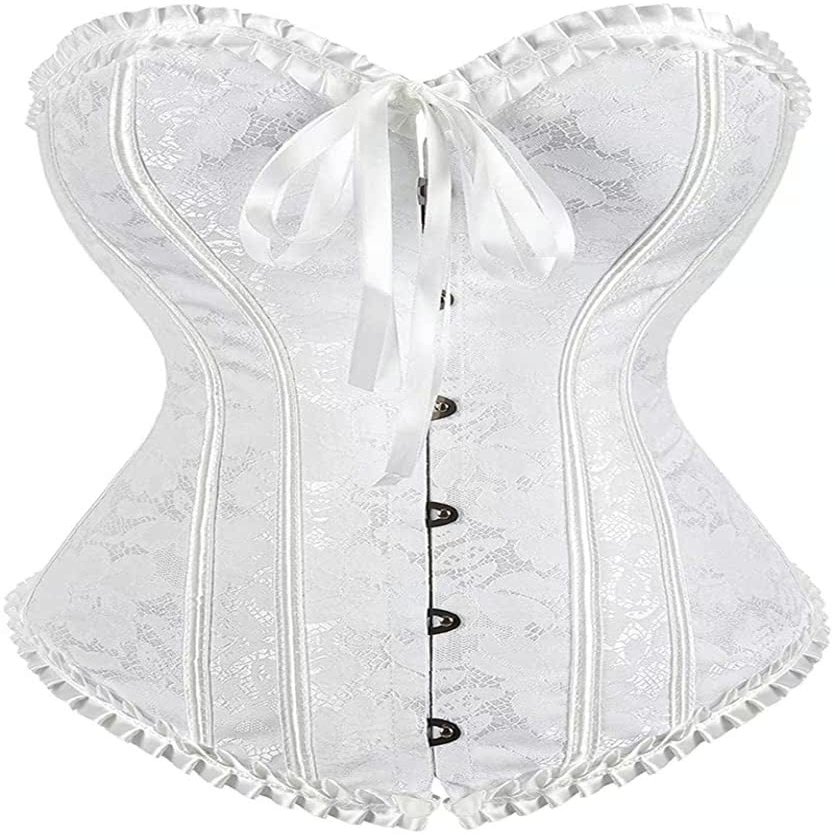 ADELCE Women's Lace Up Renaissance Corset Bustier Plus Size Lingerie Bodyshaper Top White 6XL