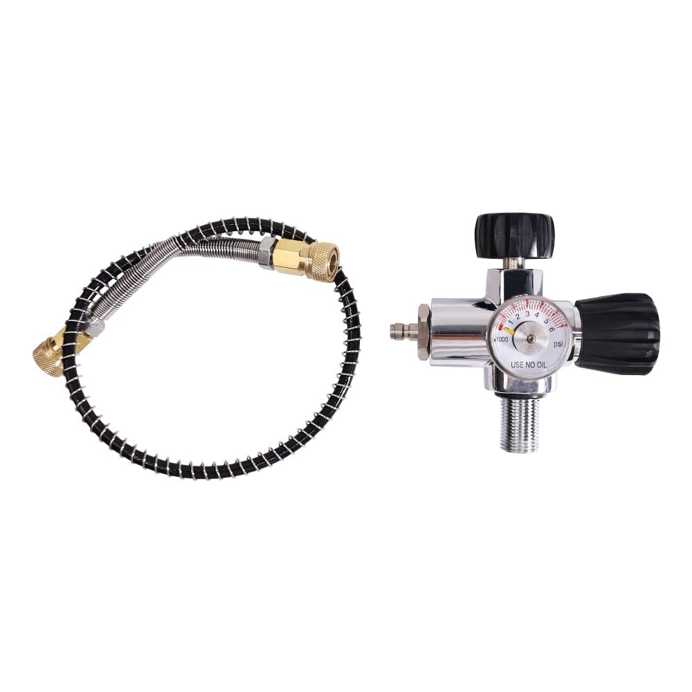 TUXING 4500PSI Pcp Air Compressor, High Pressure 6000PSI PCP Paintball Fill Station Stainless Steel Valve HPA CO2 Tank DIN Charging System with Wrench M18*1.5