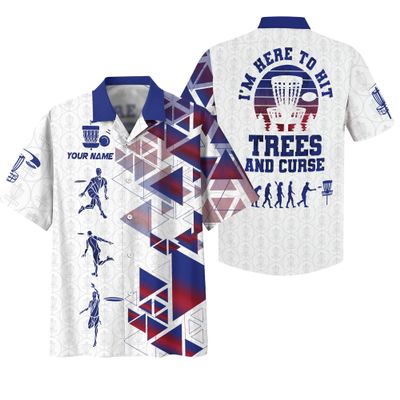 Casual Novelty Disc Golf Hawaii T Shirt Custom Geometric Disc Golf Basket Button Shirt Flying Disc Sport Hawaiian T-Shirt 5XL Multicolor