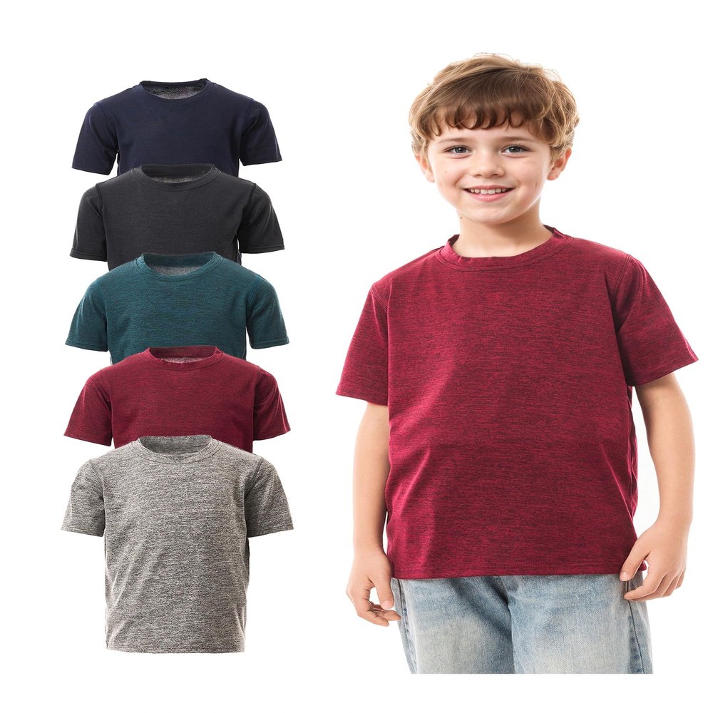 WHITE PEAK TRADING COMPANY 5 Pack Youth Quick-Drying T-Shirt Moisture Wicking Athletic Short Sleeve Tees for Boys & Girls