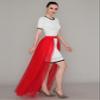EllieWely Long Floor Length Overskirt Tulle Skirt for Wedding Party Red XL-XXL view 3