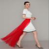 EllieWely Long Floor Length Overskirt Tulle Skirt for Wedding Party Red XL-XXL view 4
